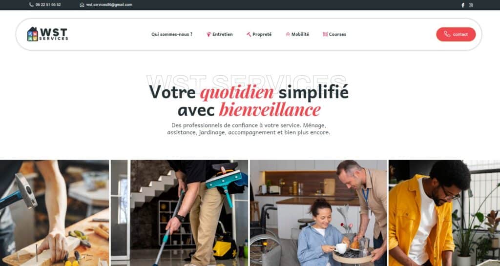 Capture d'écran du site WST Services