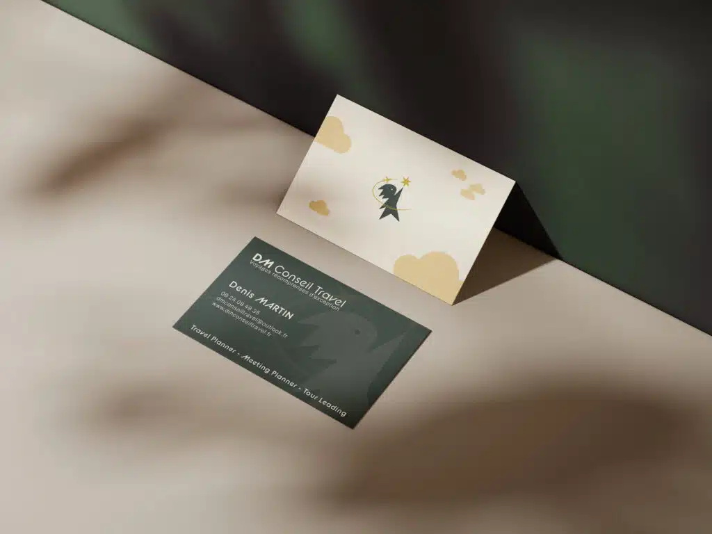 Carte de viste voyage personnalisée vert et blanc